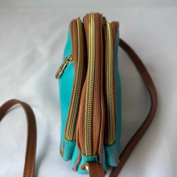 Valentina Teal/turquoise Leather Crossbody Bag - Picture 5 of 9